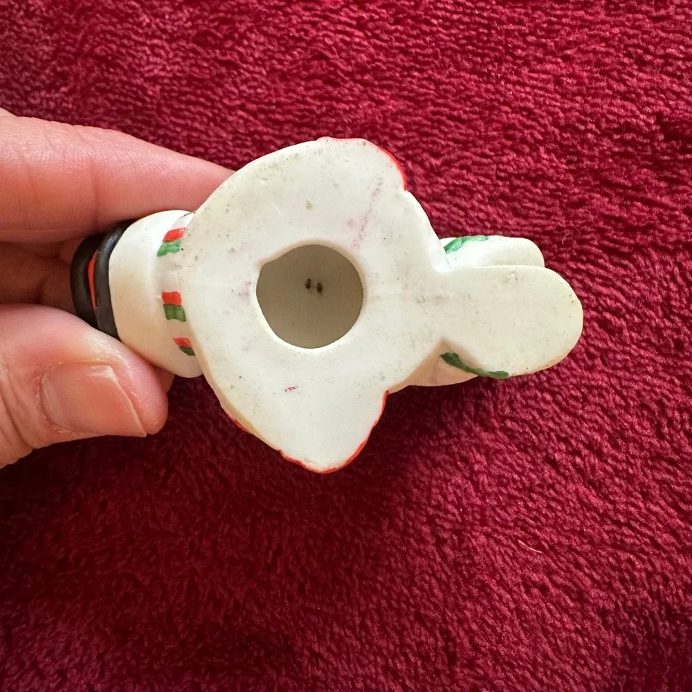 Vintage Ceramic Snowman Christmas Ornament Cheeky Kitschy‎ Holiday Decor